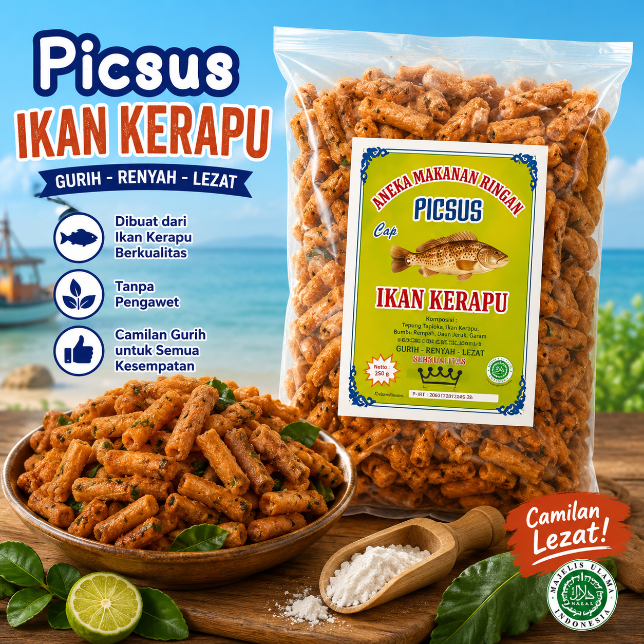 Kerupuk PICSUS Cap Ikan Kerapu — gurih, renyah, lezat